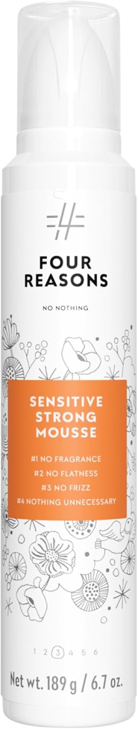FOUR REASONS No Nothing Sensitive Strong Mousse Fragrance Styling Mousse Gives Volume and Hold 100 Vegan 200 ml New Packaging