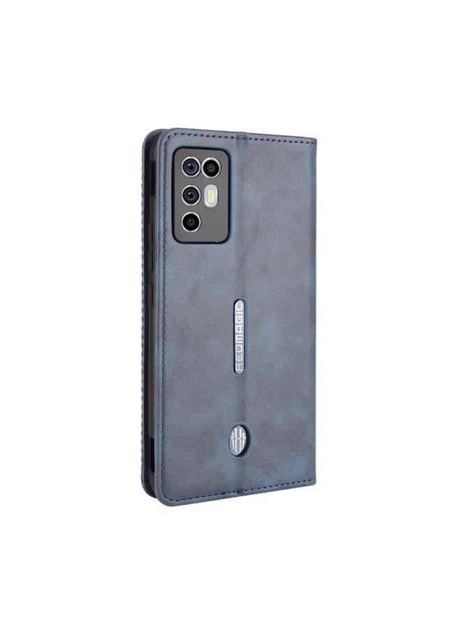 إيروريكس جراب لهاتف ZTE nubia Red Magic 6R بمشبك مغناطيسي بتصميم حصان مجنون بتصميم كلاسيكي، جراب جلدي أفقي قابل للطي مع حامل وفتحات للبطاقات وإطار للصور - Image 3