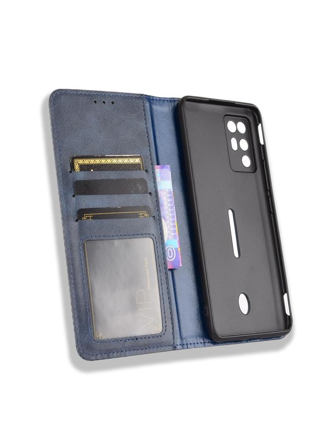 إيروريكس جراب لهاتف ZTE nubia Red Magic 6R بمشبك مغناطيسي بتصميم حصان مجنون بتصميم كلاسيكي، جراب جلدي أفقي قابل للطي مع حامل وفتحات للبطاقات وإطار للصور - Image 4