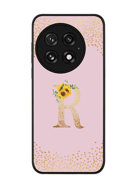 For OnePlus 13 5G Case,Slim fit Camera Protection, Shockproof Thin Phone cover  - Custom Floral Monogram - R  (Pink )