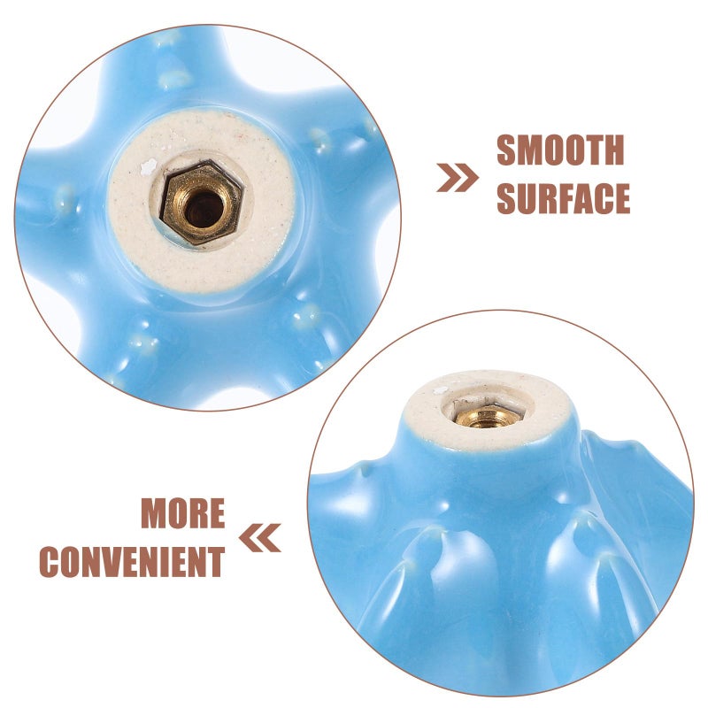 Blue Ceramic Sea Star Seashell Drawer Pull Handles Set Cartoon Cabinet Knobs - Image 4