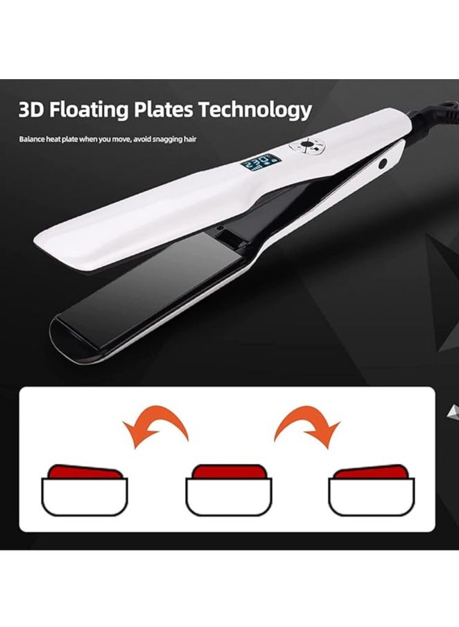 general Women's Hair Straightener Wide Board, Ceramic Hairstylist, 12 Speed Adjustable Flat Iron LED Display Dual Voltage Hair Styler, Quick Heating Hair Styling Tool - Image 5