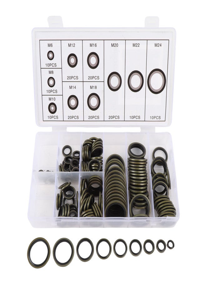 150PCS Seal Oil Washers Assortment Kit M6 M8 M10 M12 M14 M16 M18 M20 M22 M24 Sealing Metal Gasket for Plumbing Automotive Mechanical - Image 2