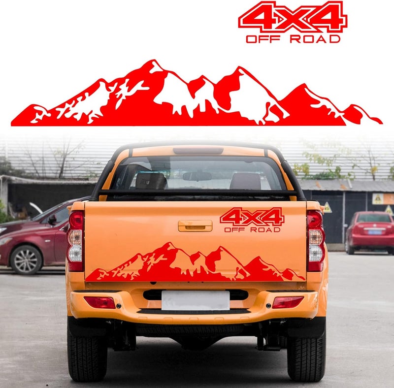 SUNBREATH ملصق باب الشاحنة الخلفي ملصق جسم السيارة 4X4 جبال جرافيك فينيل شريط ديكور إكسسوارات للشاحنات الصغيرة للطرق الوعرة L012 أحمر - Image 1