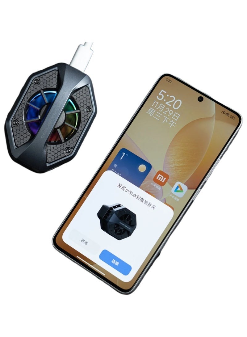 Xiaomi Ice Cooler Back Clip,30W Power Colorful Light Effect Intelligent Temperature Control Safety Protection Phone Cooler for Gaming-Black - Image 3