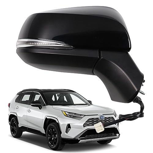Liizoo Side Mirror for RAV4 2022 2023 Car Door Mirror Fits for Toyota RAV4 2019 2020 2021 Right Passenger Side | Power | Heated |Turning Signal |BSM |replace partslink TO1321384, TO1321388| BLACK (RH) - Image 1