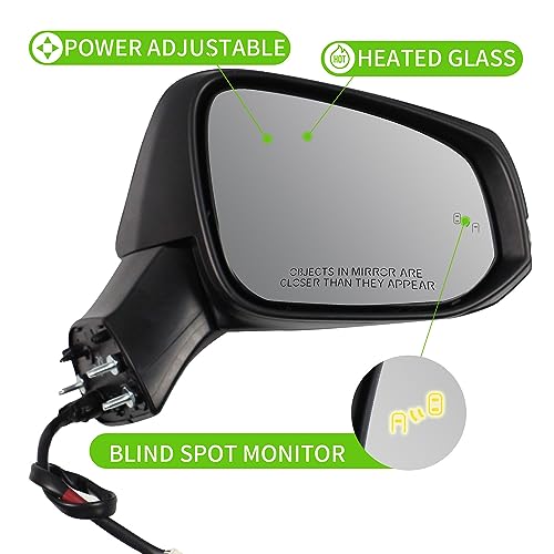Liizoo Side Mirror for RAV4 2022 2023 Car Door Mirror Fits for Toyota RAV4 2019 2020 2021 Right Passenger Side | Power | Heated |Turning Signal |BSM |replace partslink TO1321384, TO1321388| BLACK (RH) - Image 3