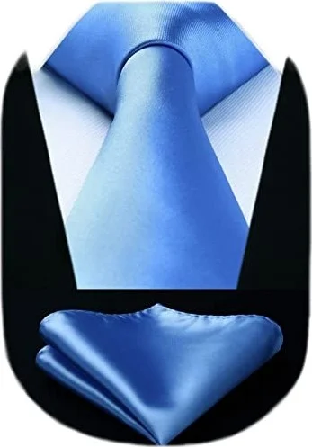 Tezzgelsin Men's Leather Canvas Jeans Belt and Satin Tie Handkerchief Set