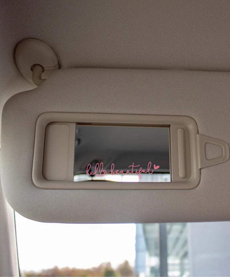 RACOONA Mirror Decal - Hello Beautiful Rearview Sticker, Car Accessories Window Decal, Self Affirmations Decoration (Pink) - Image 4