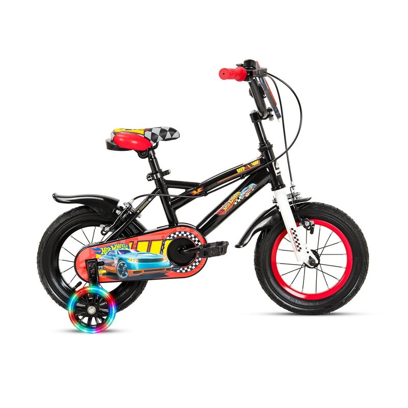 Spartan Hot Wheels Boys' Bike (12 inch, Black/Red)