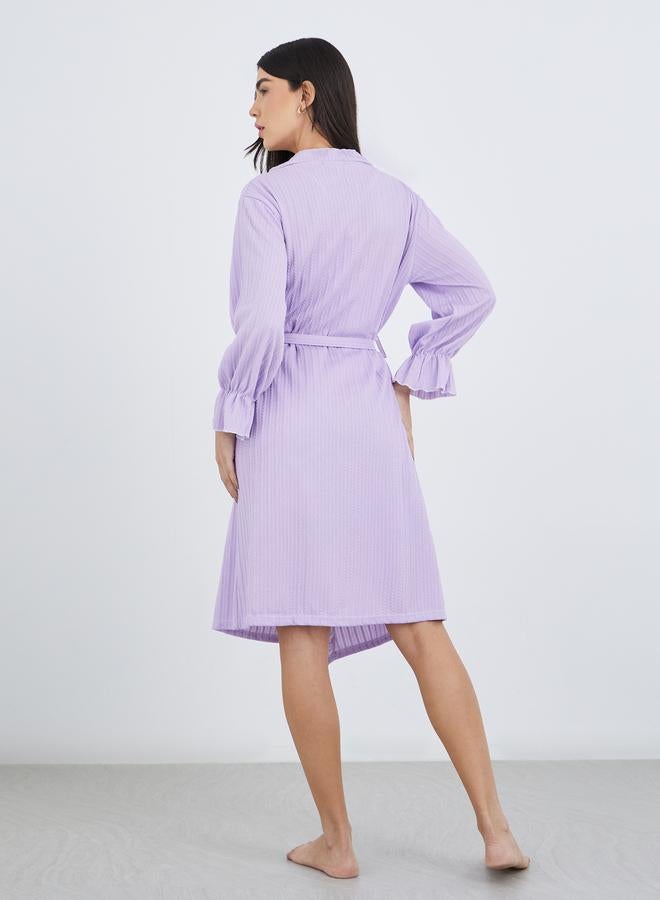 Styli Textured Rib Ruffle Edge Robe - Image 5
