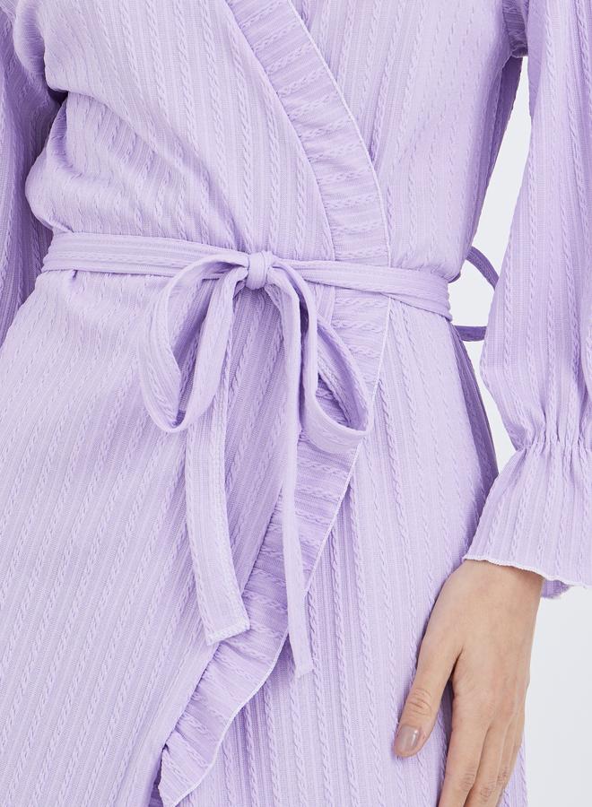 Styli Textured Rib Ruffle Edge Robe - Image 4