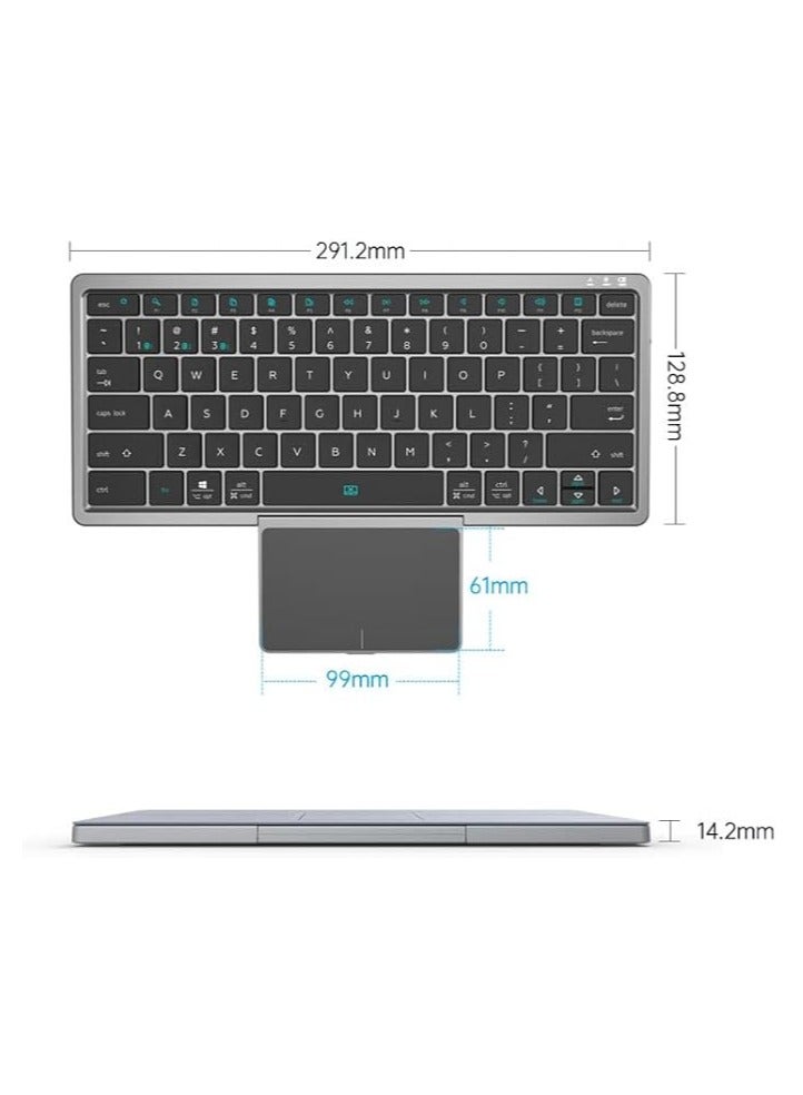 general Wireless keyboard, Bluetooth keyboard, touchpad keyboard with keyboard cover, keyboard case, compatible with tablets, mobile phones, computers, laptops, Type-C charging, support iOS, Android, Mac - Image 2