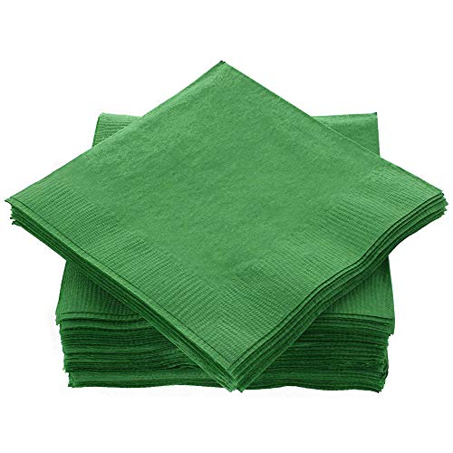 Amcrate Big Party Pack 100 Count Green Beverage Napkins - Ideal for Wedding  Party  Birthday  Dinner  Lunch  Cocktails. (5 x 5)