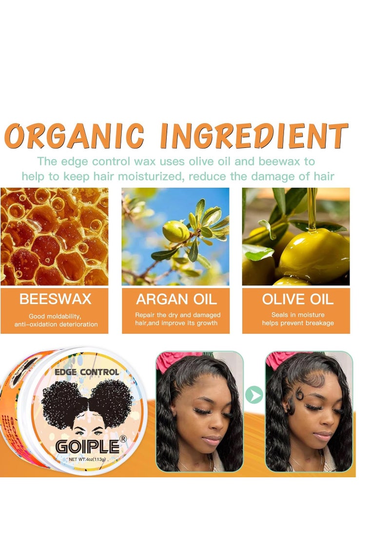 Goiple - Goiple set - Natural Chebe Oil Moisturizer for Hair Growth, Scalp & All Hair Types - 2 Fl Oz and Edge Control Wax for Women Strong Hold - 4 Oz along with 1pc elastic bands for wig, 1pc rail tall comb, 1pc double-sided edge brush and 1pc bristle brush - Image 1