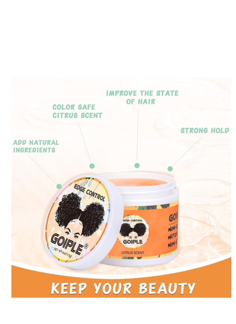 Goiple - Goiple set - Natural Chebe Oil Moisturizer for Hair Growth, Scalp & All Hair Types - 2 Fl Oz and Edge Control Wax for Women Strong Hold - 4 Oz along with 1pc elastic bands for wig, 1pc rail tall comb, 1pc double-sided edge brush and 1pc bristle brush - Image 1