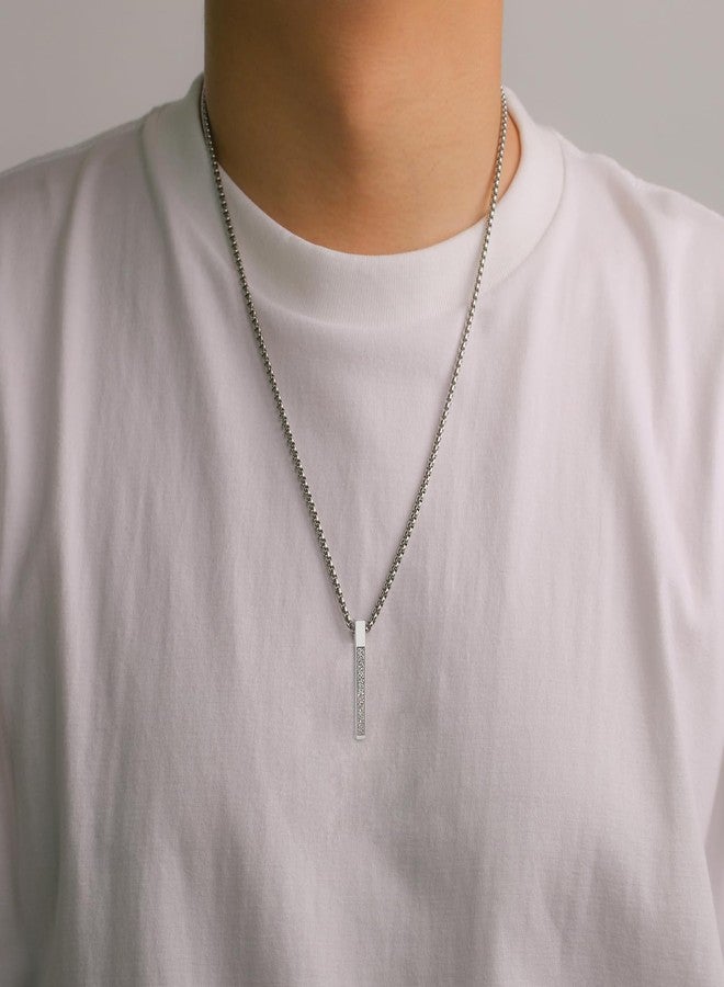 VASSAGO Islamic Ayatul Kursi Necklace for Women Men Stainless Steel/Leather Chain Muslim Allah Arabic 3D Bar Pendant Islam Eid Ramadan Gift Jewelry, One Size, Stainless Steel, No Gemstone - Image 5