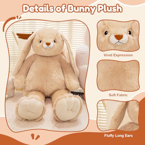SQEQE Big Bunny Stuffed Animal 39 in Giant Rabbit Stuffed Animal for Kids Adults Cute Huge Plushies for Birthday Easter Valentines Gift - Image 5
