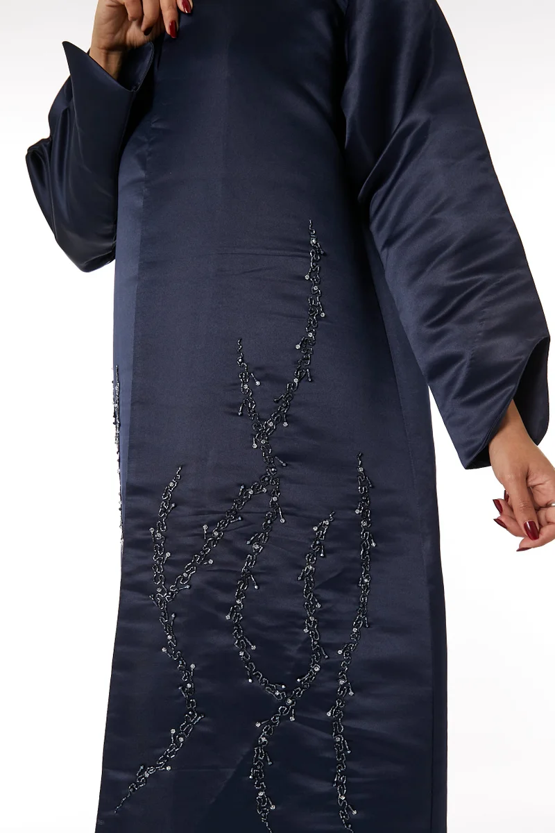 Moistreet  Satin Embroidered Open Abaya for Women | Best Price UAE