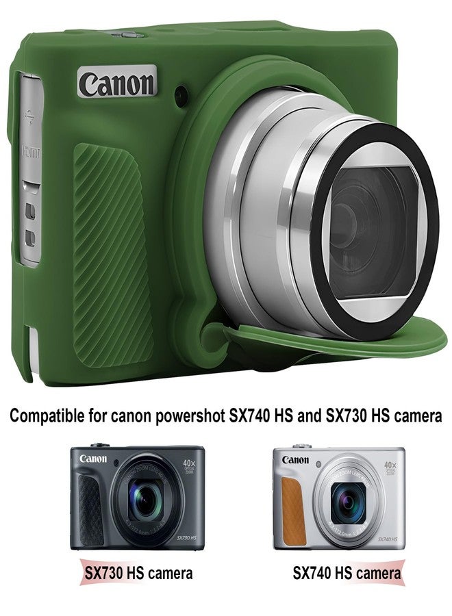 BOVKE Silicone Camera Case for Canon PowerShot SX740/ SX730 Digital Camera, SX740 Camera Soft Case Cover Rubber Camera Sleeve with Removable Lens Cover, Green - Image 2
