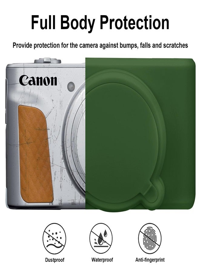 BOVKE Silicone Camera Case for Canon PowerShot SX740/ SX730 Digital Camera, SX740 Camera Soft Case Cover Rubber Camera Sleeve with Removable Lens Cover, Green - Image 3