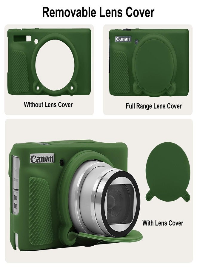 BOVKE Silicone Camera Case for Canon PowerShot SX740/ SX730 Digital Camera, SX740 Camera Soft Case Cover Rubber Camera Sleeve with Removable Lens Cover, Green - Image 5