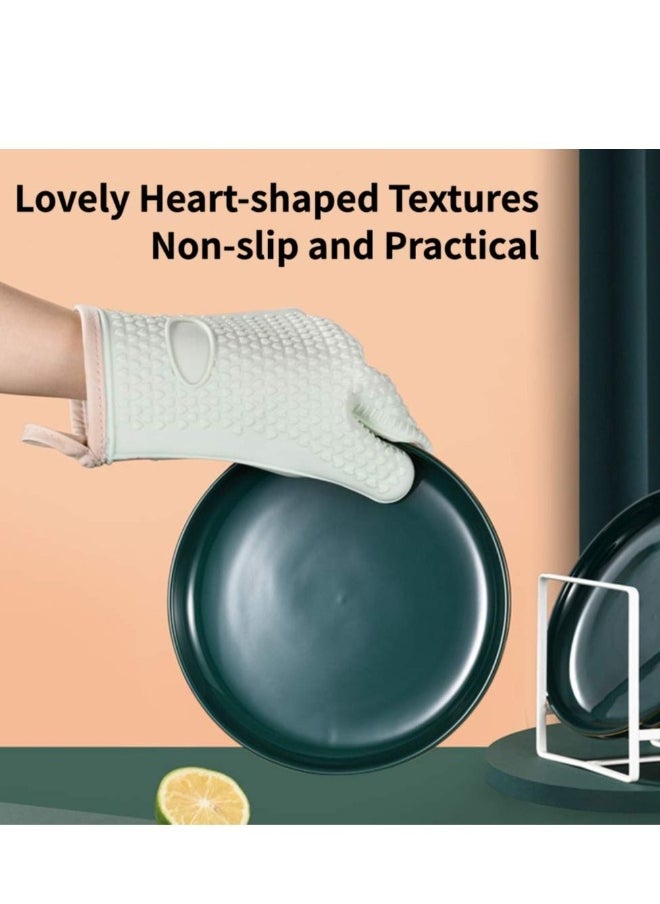 Generic - Oven Mitts,  Professional Heat Resistant Gloves Non-Slip Hand Protective Cooking Gloves Silicone and Cotton Double-Layer Heat Resistant Glove Silicone Gloves Oven Gloves BBQ Gloves - Image 1