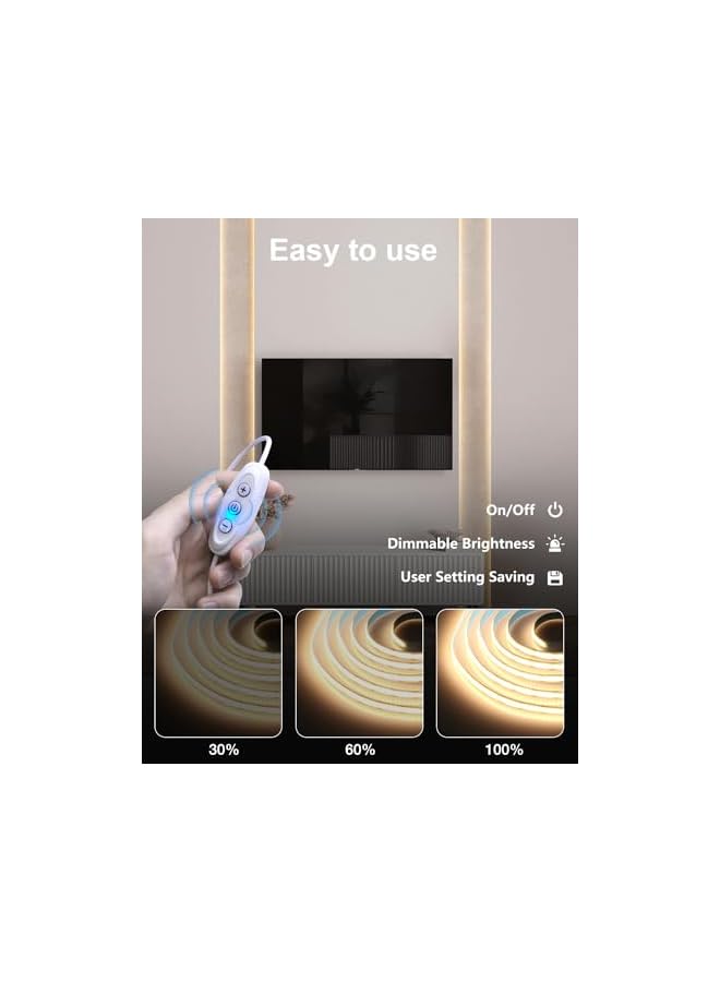 The Bros شريط LED COB USB 1م أبيض دافئ 3000K 5V قابل للتعتيم 320LEDs/m للإضاءة الخلفية للتلفاز تحت خزائن الإضاءة في غرفة النوم ديكور المنزل - Image 4