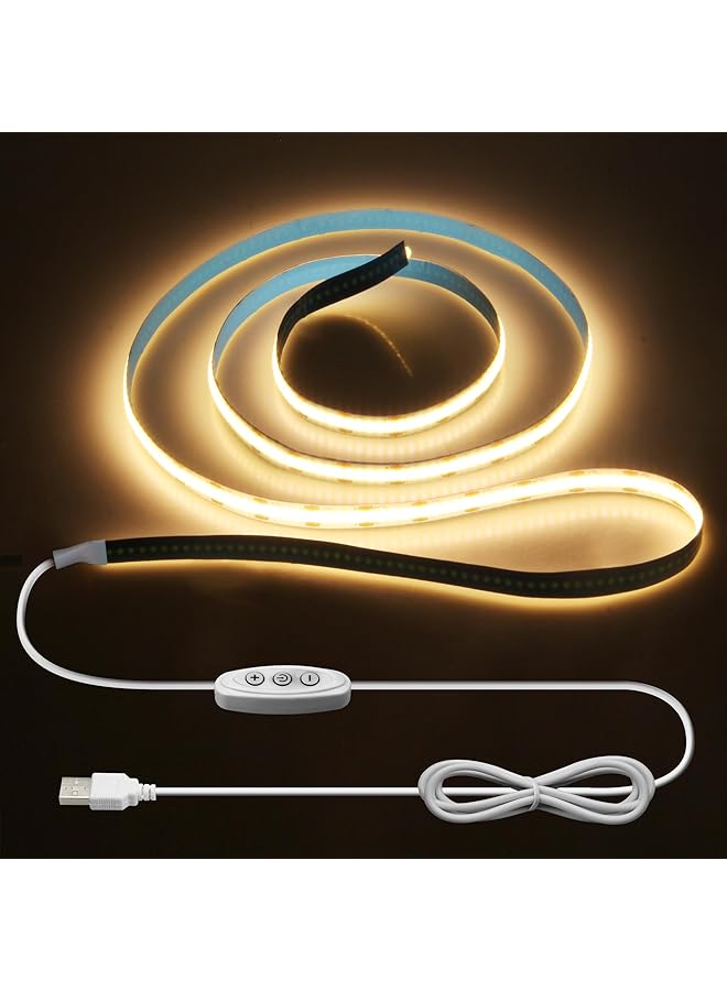 The Bros شريط LED COB USB 1م أبيض دافئ 3000K 5V قابل للتعتيم 320LEDs/m للإضاءة الخلفية للتلفاز تحت خزائن الإضاءة في غرفة النوم ديكور المنزل - Image 1