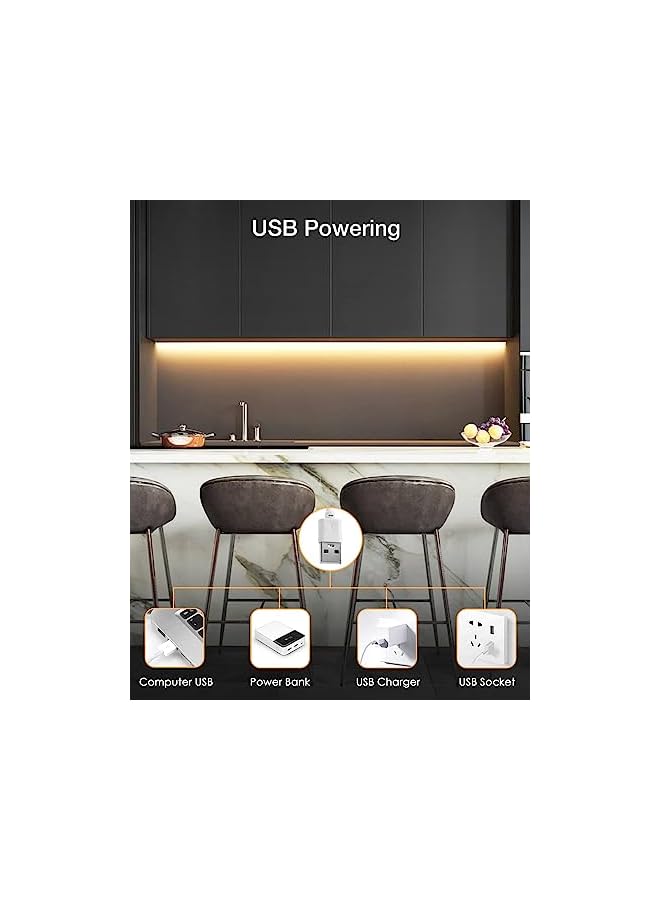 The Bros شريط LED COB USB 1م أبيض دافئ 3000K 5V قابل للتعتيم 320LEDs/m للإضاءة الخلفية للتلفاز تحت خزائن الإضاءة في غرفة النوم ديكور المنزل - Image 5
