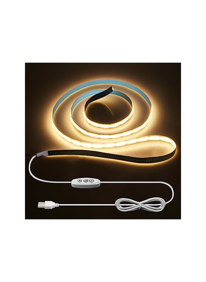 The Bros شريط LED COB USB 1م أبيض دافئ 3000K 5V قابل للتعتيم 320LEDs/m للإضاءة الخلفية للتلفاز تحت خزائن الإضاءة في غرفة النوم ديكور المنزل - Image 2