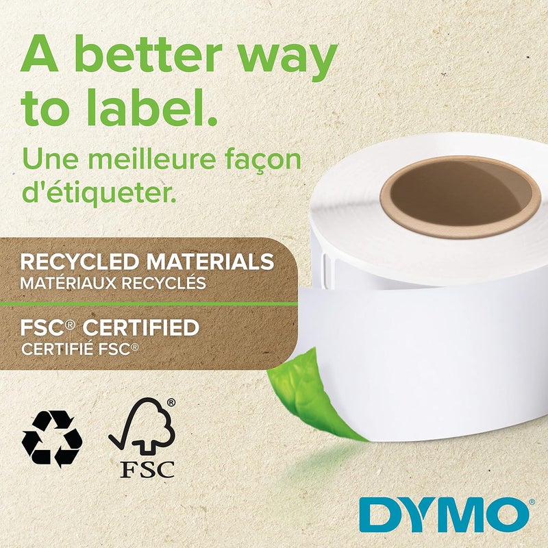 DYMO Large Address Labels - 2 Rolls of 260 Labels, 36mm x 89mm, White Print on Black, Self-Adhesive for Label Manager Printers - Image 2