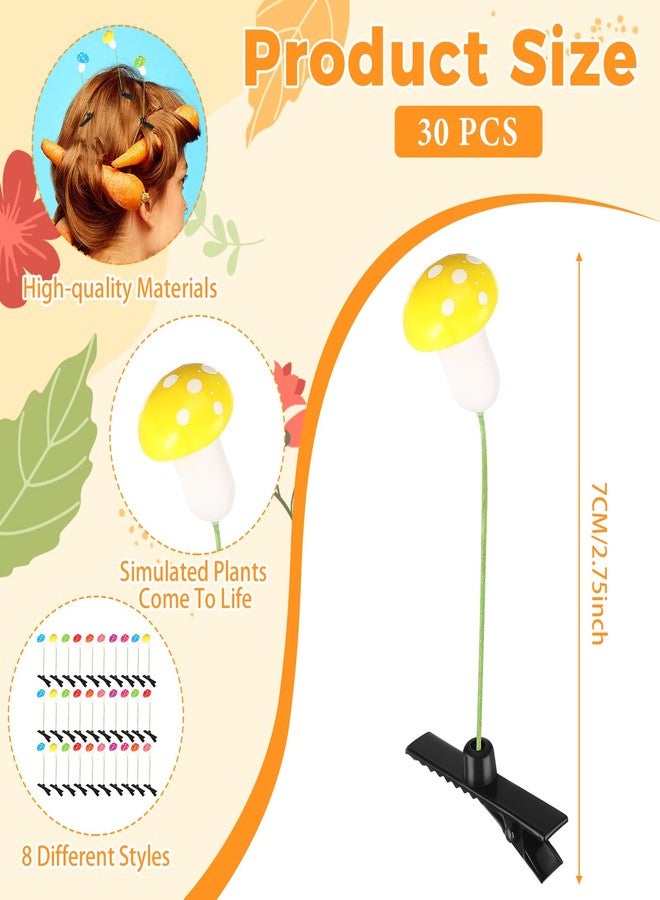 Luinabio 30 Pcs Bean Sprout Hair Clips Mixed Style Plant Hairpins Flower Plant Hair Clip Little Grass Barrette Butterfly Headwear Hair Accessories for Women Girl School Home Party Christmas (Mushroom) - Image 2