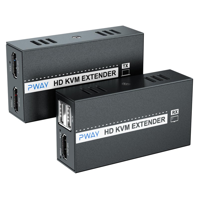 PWAYTEK HDMI KVM USB Ethernet Extender Over Cat5eCat6Cat7Cat8164ft LongRange Transmission 1080p60Hz Clarity 3D HD LoopOut POC Mouse Keyboard Support Ideal for Offices Classrooms - Image 2