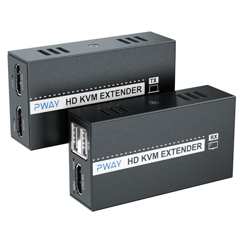 PWAYTEK HDMI KVM USB Ethernet Extender Over Cat5eCat6Cat7Cat8164ft LongRange Transmission 1080p60Hz Clarity 3D HD LoopOut POC Mouse Keyboard Support Ideal for Offices Classrooms - Image 1