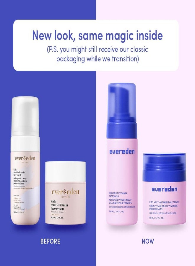 Evereden Happy Kids Skin & Lips Routine - Multi-Vitamin Face Wash & Face Cream Peach & Tinted Lip Oil Ruby Red Set - Clean & Vegan Skin Care for Kids 3+ - Moisturizing, Nourishing, & Protective - Image 2