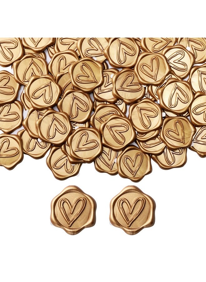 Yoption Heart Wax Seal Stickers 50 Pack Envelope Seal Stickers Envelope Seals Self Adhesive Gold Stickers For Wedding Party Birthday Christmas - Image 1