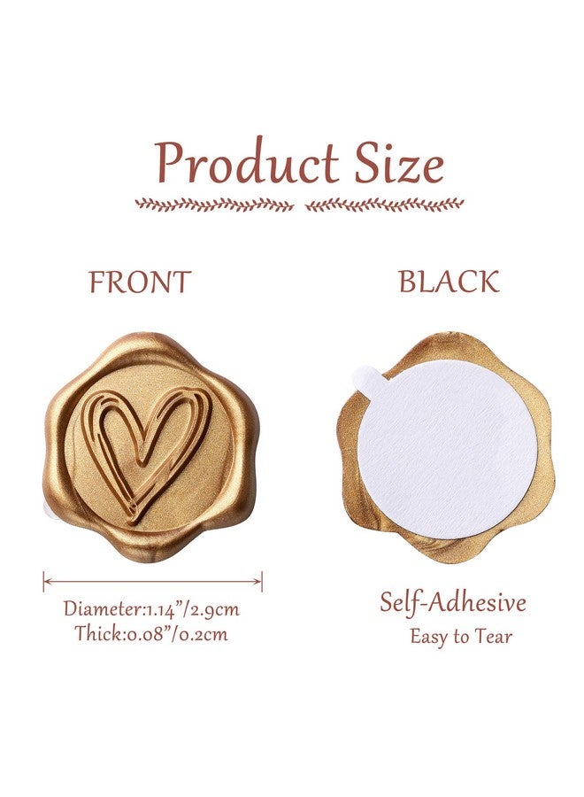 Yoption Heart Wax Seal Stickers 50 Pack Envelope Seal Stickers Envelope Seals Self Adhesive Gold Stickers For Wedding Party Birthday Christmas - Image 3