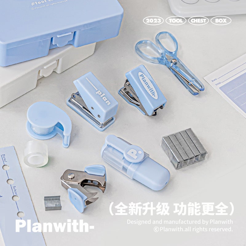 مجموعة أدوات Planwh المطورة، مجموعة أدوات مكتبية محمولة تتضمن ثقبًا ودباسة - Image 2