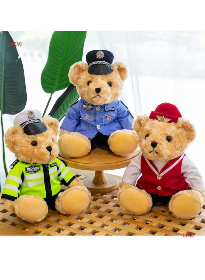 Police Cub Bear Doll Traffic Police Cub Bear Doll Uniform Fireman Teddy Bear Plush Toy Girl Children Gift-Specifications:30cm [excellent Price/warranty]-Color:Blue-sweatshirt Bear  - Image 4