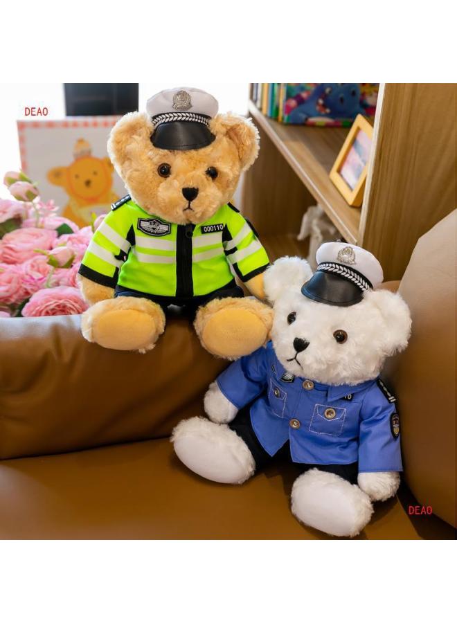 Police Cub Bear Doll Traffic Police Cub Bear Doll Uniform Fireman Teddy Bear Plush Toy Girl Children Gift-Specifications:30cm [excellent Price/warranty]-Color:Blue-sweatshirt Bear  - Image 2