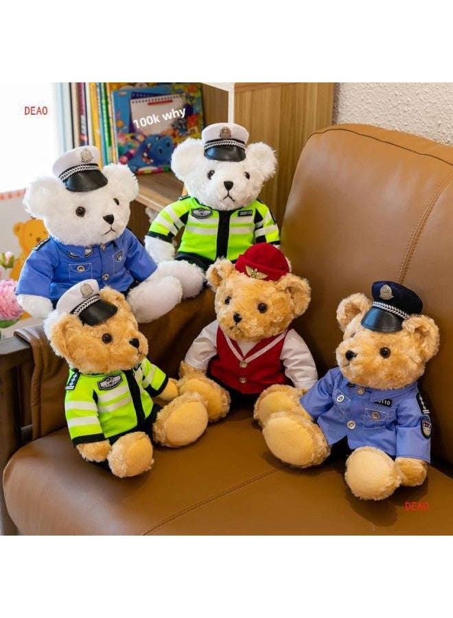 Police Cub Bear Doll Traffic Police Cub Bear Doll Uniform Fireman Teddy Bear Plush Toy Girl Children Gift-Specifications:30cm [excellent Price/warranty]-Color:Blue-sweatshirt Bear  - Image 3