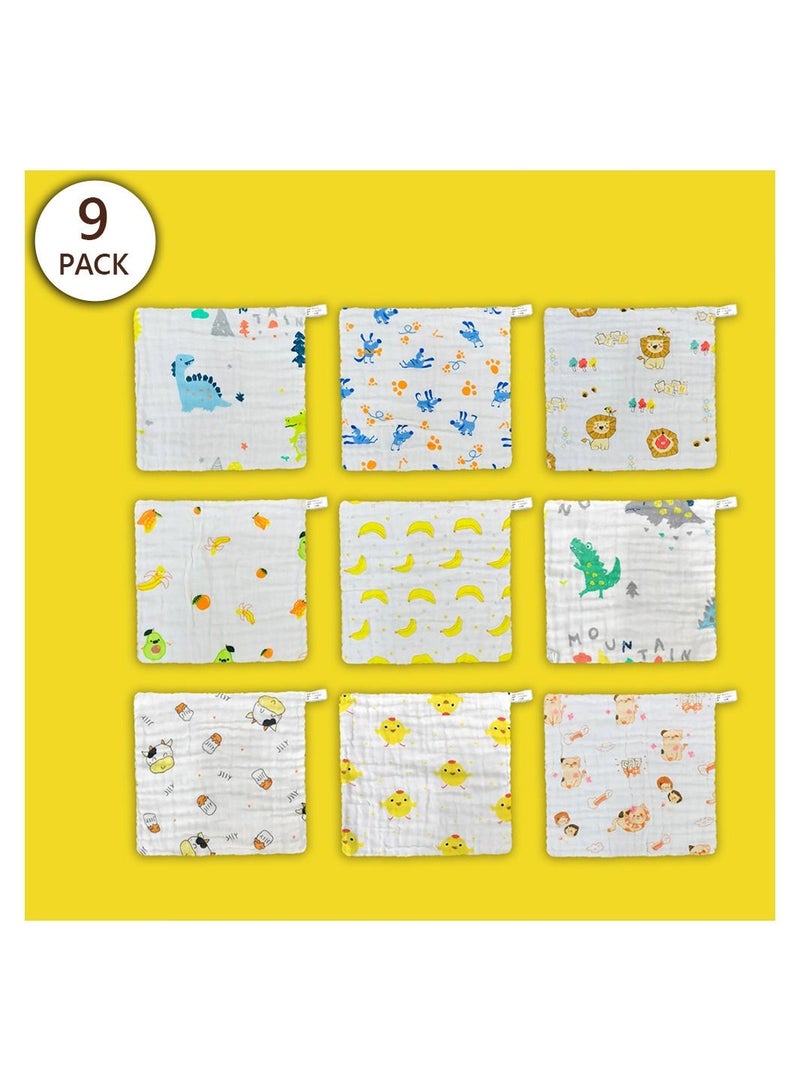 MARGOUN MARGOUN Baby Muslin Washcloths Soft Face Cloths for Newborn 30 * 30 cm, Absorbent Bath Face Towels,  Baby Wipes,  Burp Cloths or Face Towels  (9 Pack) - Image 2
