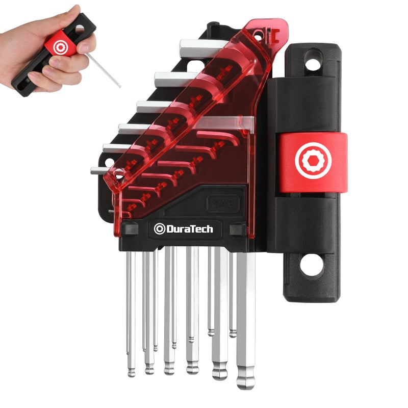 DURATECH Allen Wrench Set, T-handle Hex Key Set, 13 Pieces Long Arm Ball End Hex Wrench Set, S2 Steel, SAE 1/20-3/8 inches - Image 1
