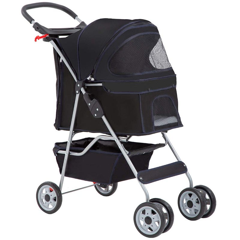 BestPet Pet Stroller Cat Dog Cage Stroller Travel Folding Carrier,Black - Image 1