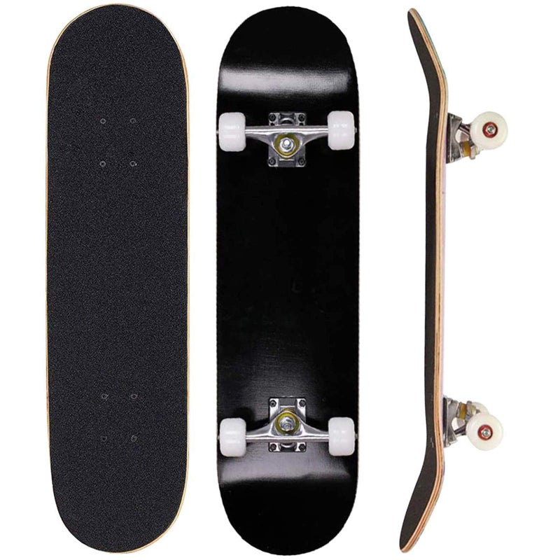 Sumeber Standard Skateboards for Beginners Kids Boys Girls Youths Adults Starter-Complete Skate Boards 31''x 8'' Maple Wood Skateboard (All Black) - Image 1