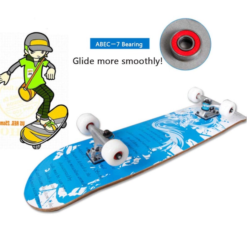 Sumeber Standard Skateboards for Beginners Kids Boys Girls Youths Adults Starter-Complete Skate Boards 31''x 8'' Maple Wood Skateboard (All Black) - Image 5