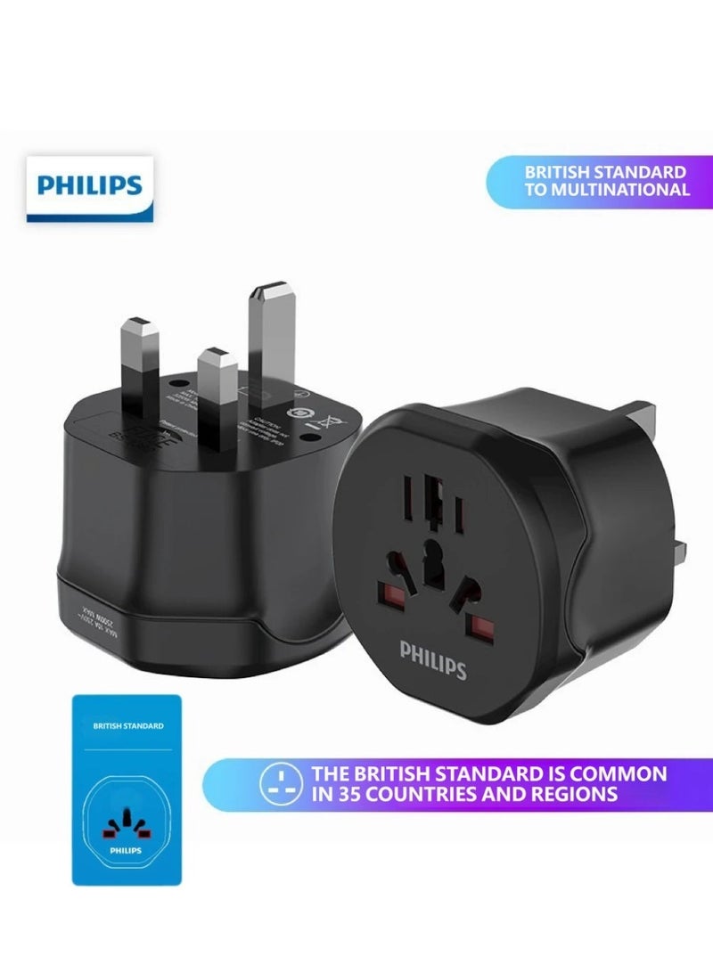 PHILIPS UK to Multi-Country Travel Adapter SPB1002B - Universal Power Converter for UK, Hong Kong, Singapore, Maldives & 32 More Countries BLACK UK - Image 1