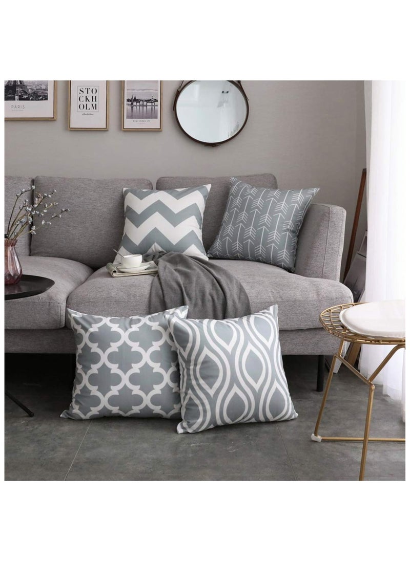 XiuWoo Set of 4 45*45cm Accent Decorative Throw Pillow Cases Soft Microfiber Outdoor Throw Pillow Covers for Couch Bedroom, Grey  - Image 1