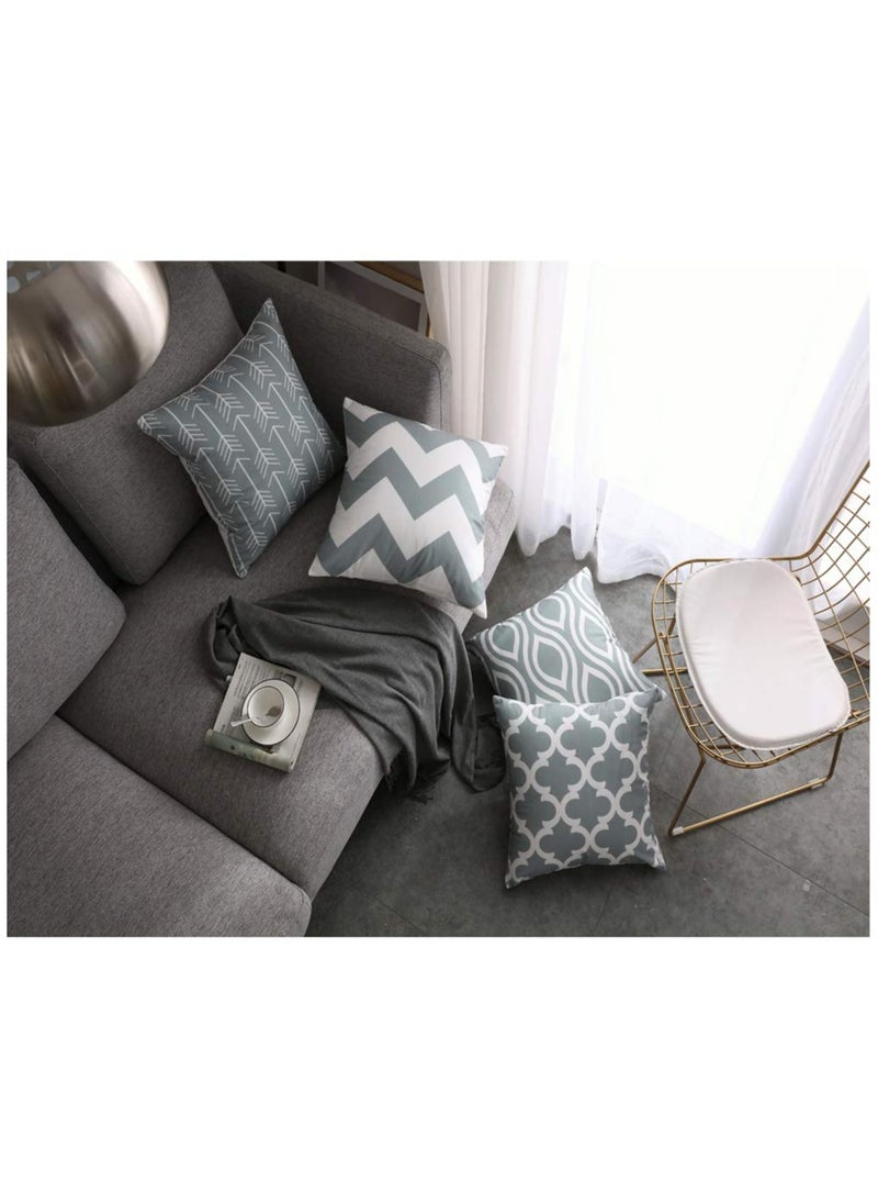 XiuWoo Set of 4 45*45cm Accent Decorative Throw Pillow Cases Soft Microfiber Outdoor Throw Pillow Covers for Couch Bedroom, Grey  - Image 3